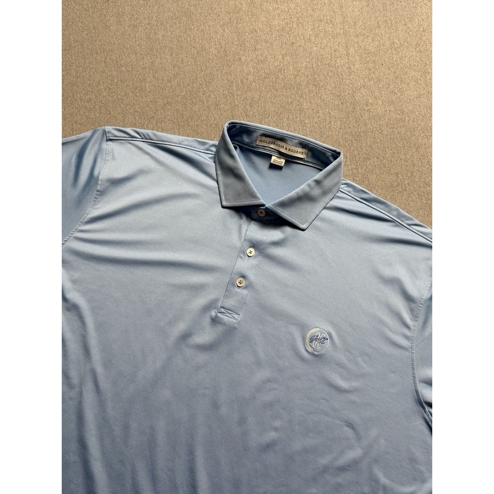 Holderness & Bourne Shirt Mens 2XL XXL Light Blue Solid Golf Polo Performance